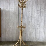 Vintage rattan coat rack