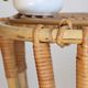 Stool-end of sofa-plant holder in rattan of years 60
