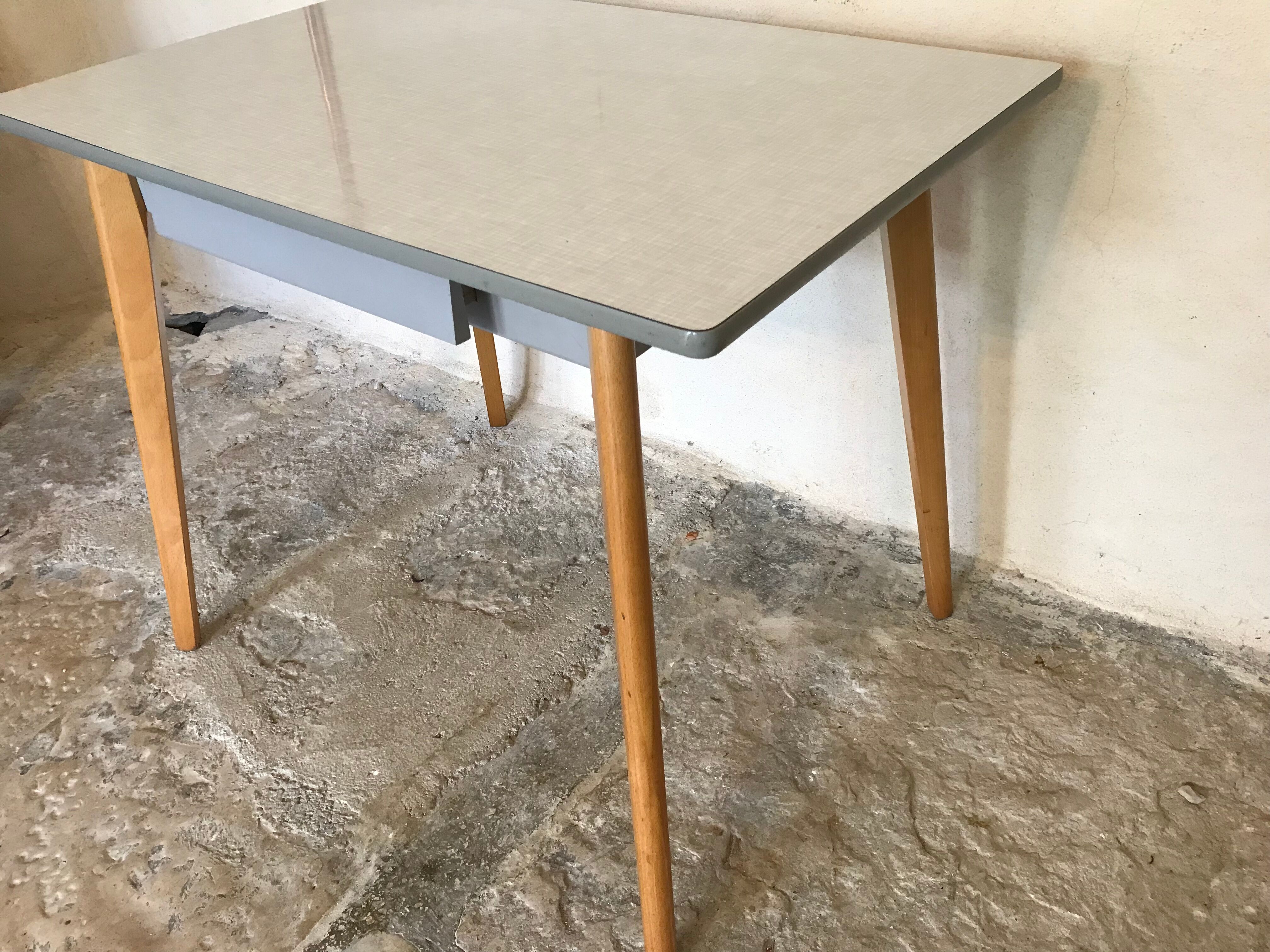 Vintage kitchen table 1960 formica and compass wood legs