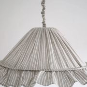 Suspension Emilia, pleated lampshade with frills, olive stripes