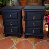 Tables de chevet Mid-Century Modern restaurées – Noir et bronze