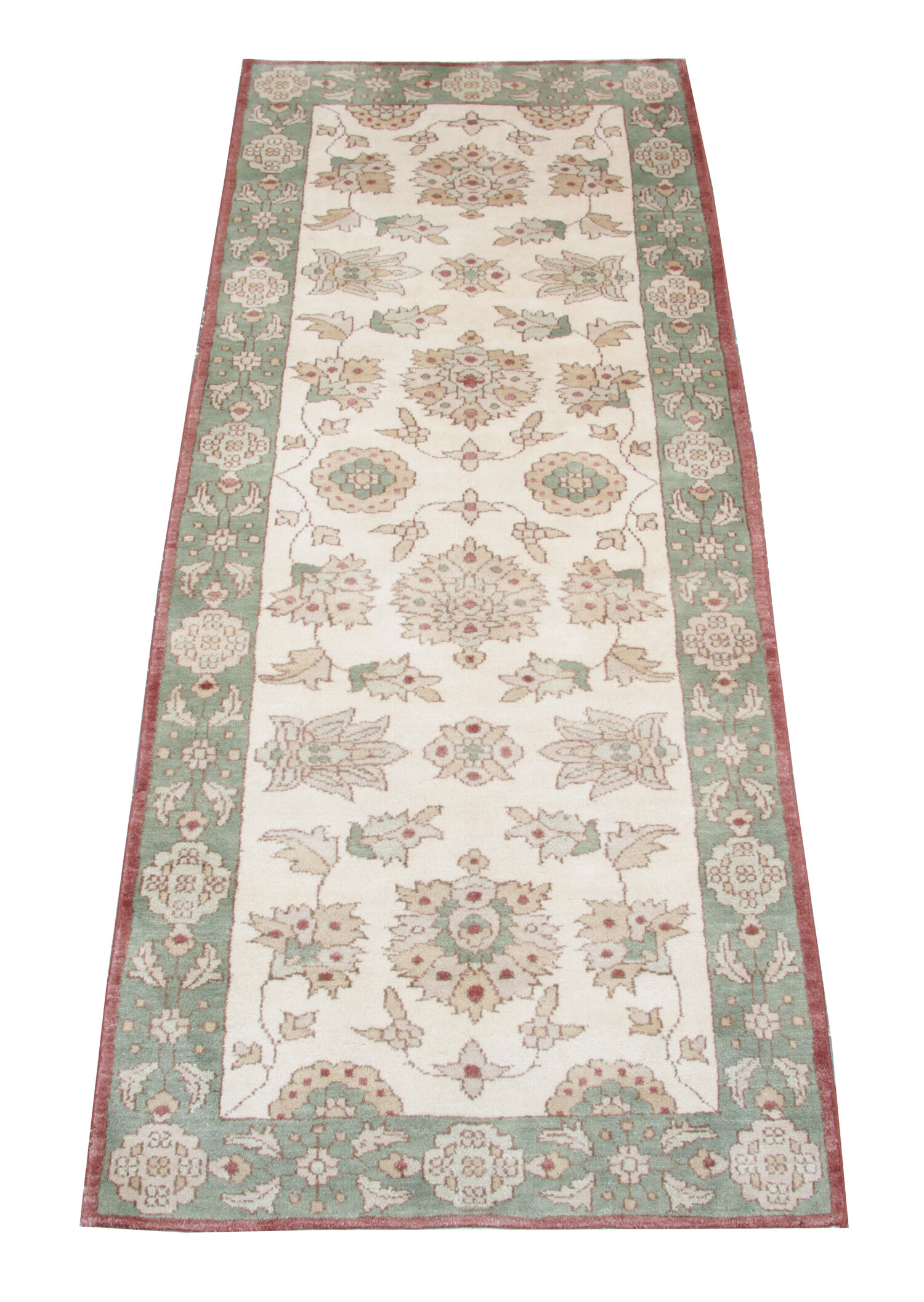 Small handmade pakistani floral wool area rug- ziegler rug- 82x192cm