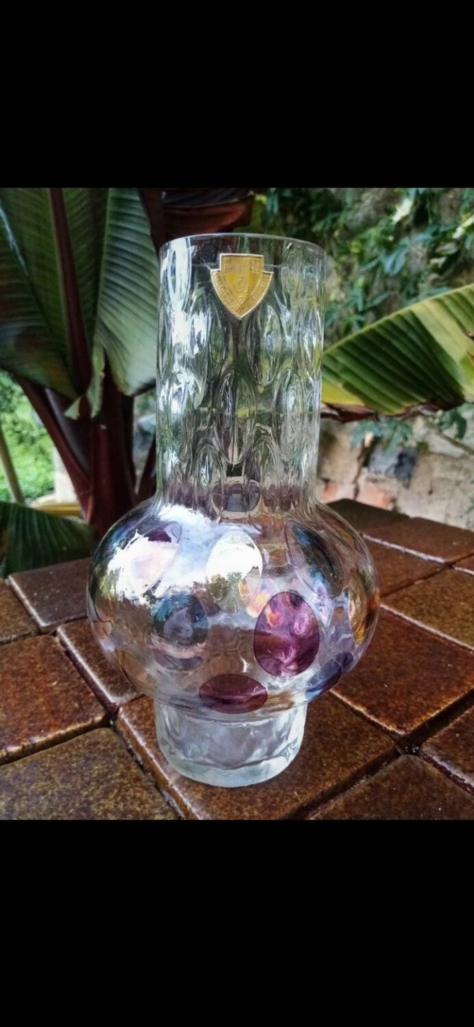 Bohemian crystal vase Czechoslovakia