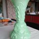 Lot de 2 vases en verre opalin vert clair SAINT LOUIS
