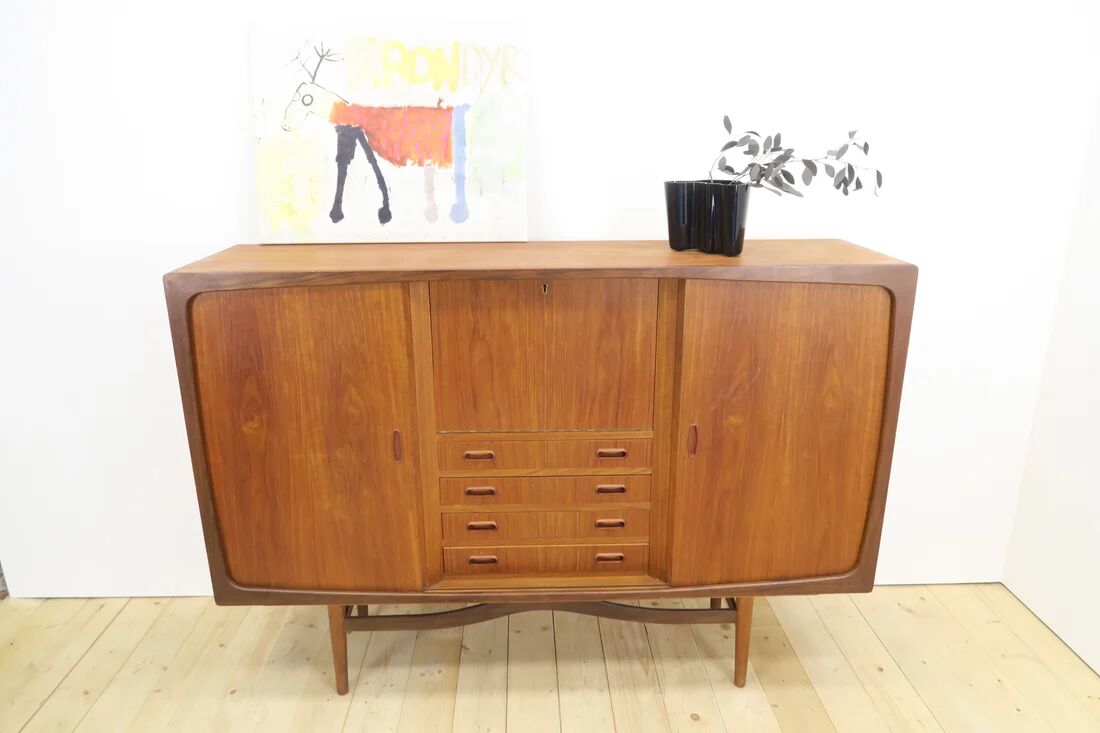Teak highboard with doors and drawers, 1960s