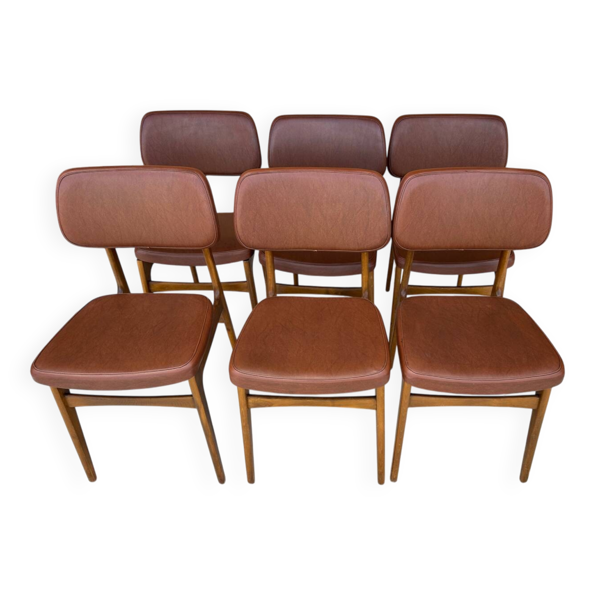 Set of 6 vintage Scandinavian dining chairs from the 1970s.