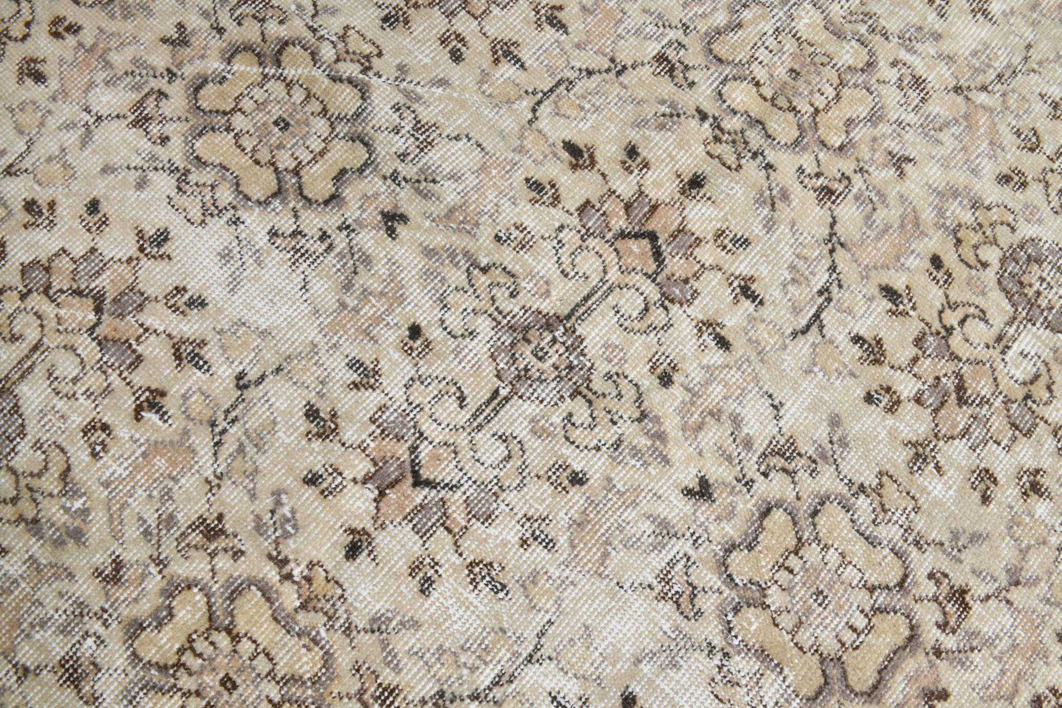 Vintage Brown & Beige Floral Bordered Rug, 184x268Cm