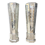 Pair of 70s Venetian Mirrored Columns or Bases, 20th Century.