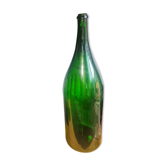 Vintage free blown into mould green champagne bottle