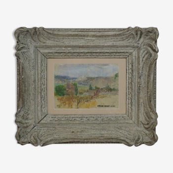 Ernest Quost, southern landscape, impressionist pastel, Montparnasse setting