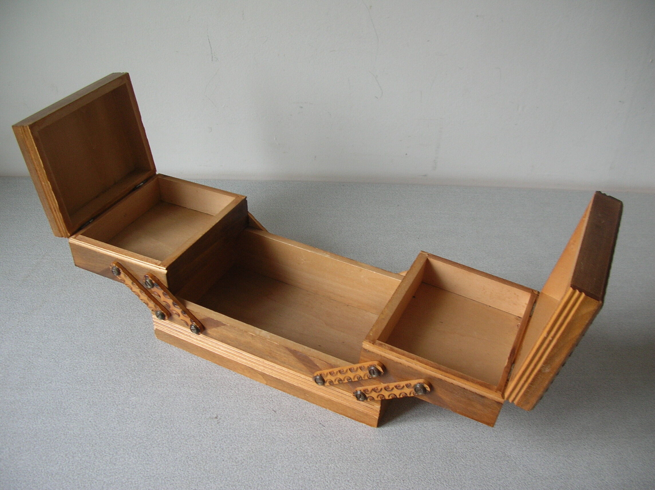 Former worker sewing box in carved wood decoration Normandy