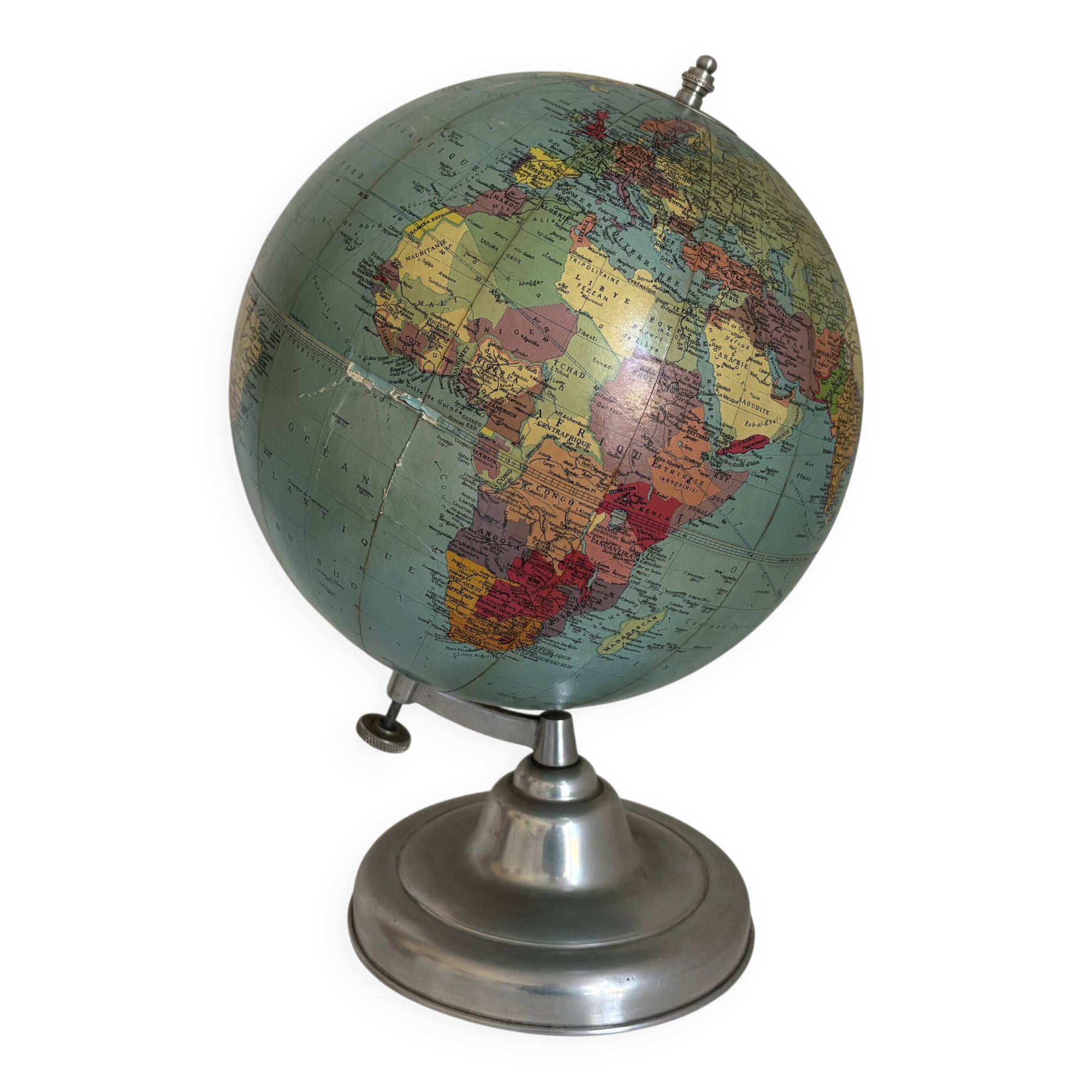 Vintage terrestrial globe 1961 world map Taride Paris - 33 cm
