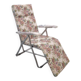 Nouveau fauteuil de jardin italien des années 70, réglable et pliable, avec fleurs.