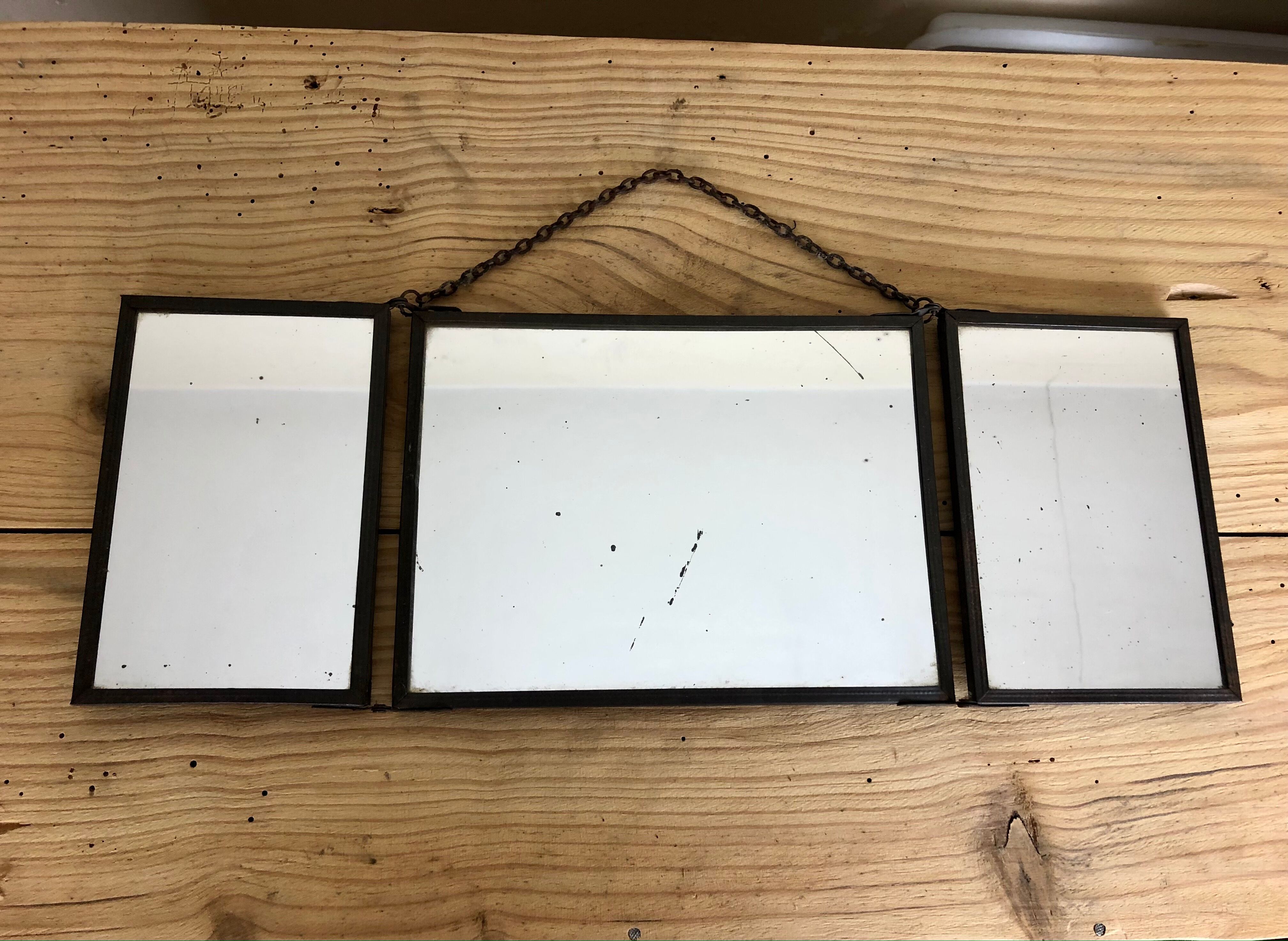 Barber mirror triptych 1900 43x15cm