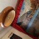 Vintage brown plastic ceiling light with spiral suspension, 1960s, Czech Republic.