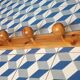 1980s pine coat rack with 3 balls