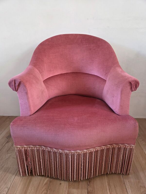 Fauteuil crapaud rose