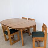 Set of 4 Maison Regain Vintage Chairs – Brutalist Solid Elm