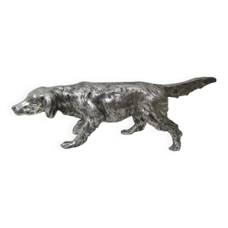 Statuette, stopping dog by Mauro Manetti in silver metal