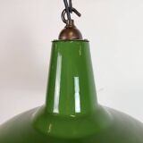 Suspension industrielle en émail vert de Jackson Electrical Co., années 1960