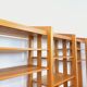 Large modular library of 6 parts with 30 vintage wooden shelves.