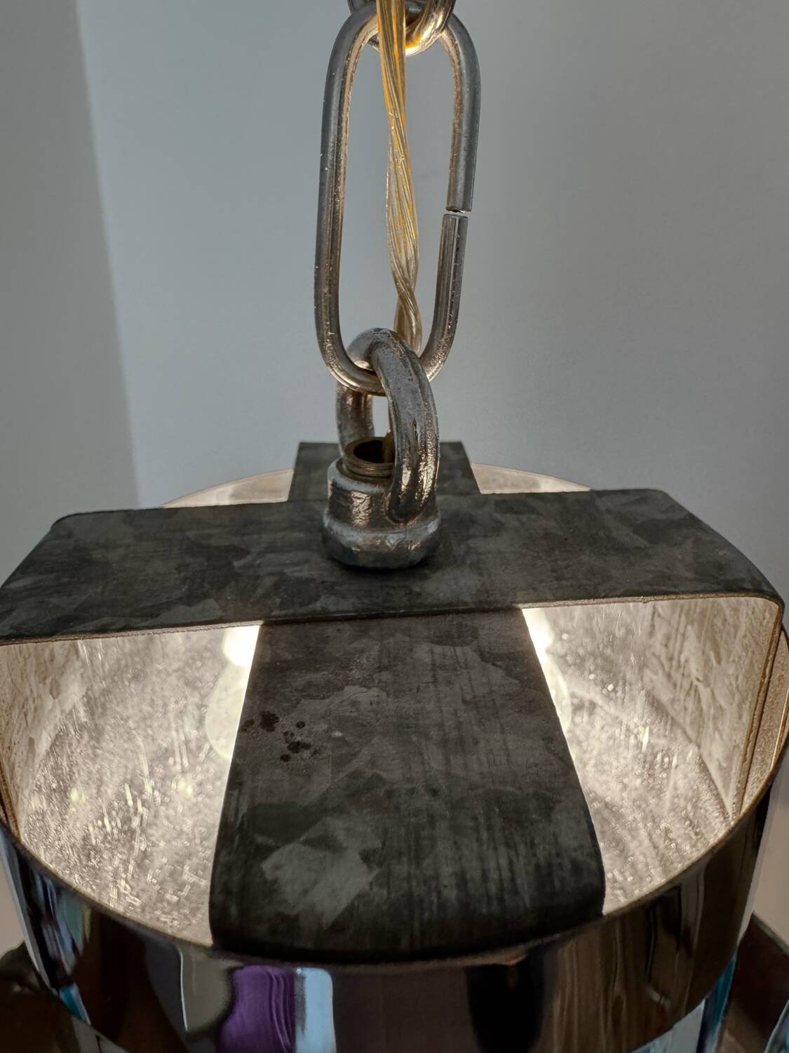 Chrome metal chandelier, Italian design, 70s