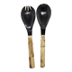 Serving cutlery set in buffalo horn and smooth bone handle