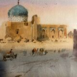 Orientalist Watercolor Painting Mosque signed 20th century signed