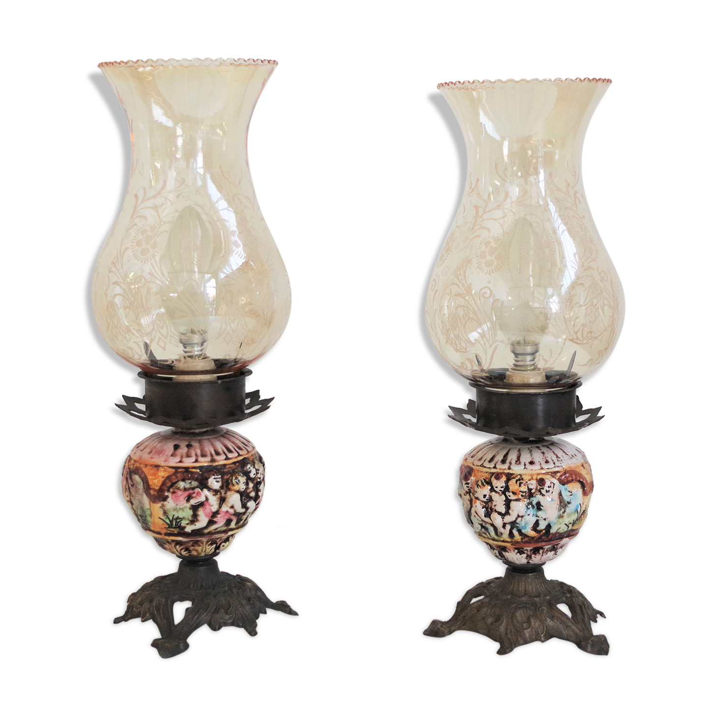 Capodimonte table lamps, 1950s, set of 2