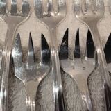 12 silver-plated oyster forks, SFAM silversmith, art deco printania