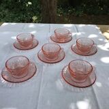6 cups and under Vintage pink glass Arcoroc cups