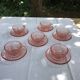 Set de 6 tasses et sous tasses Arcoroc en verre rose Vintage