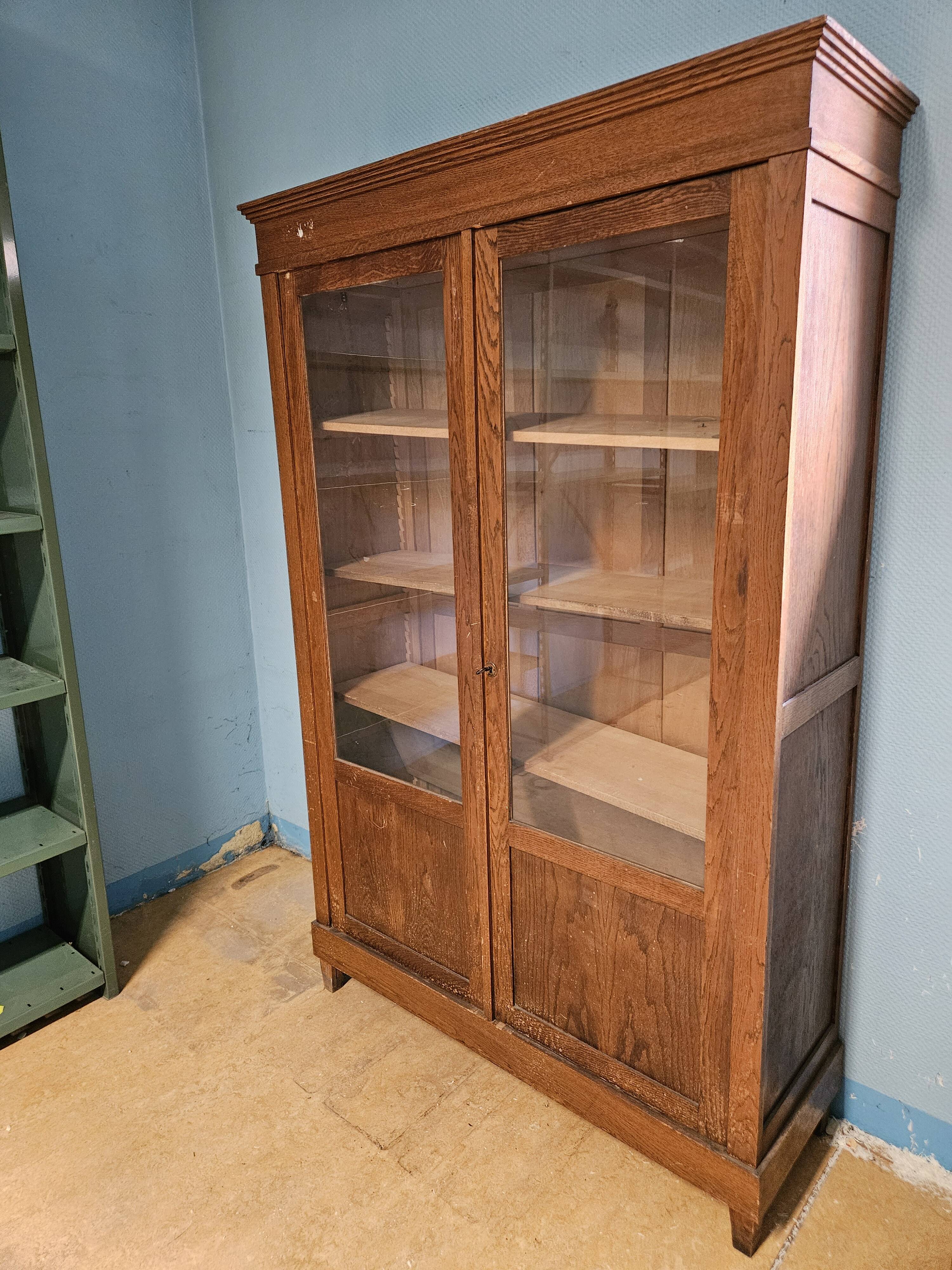 Antique oak administrative cupboard