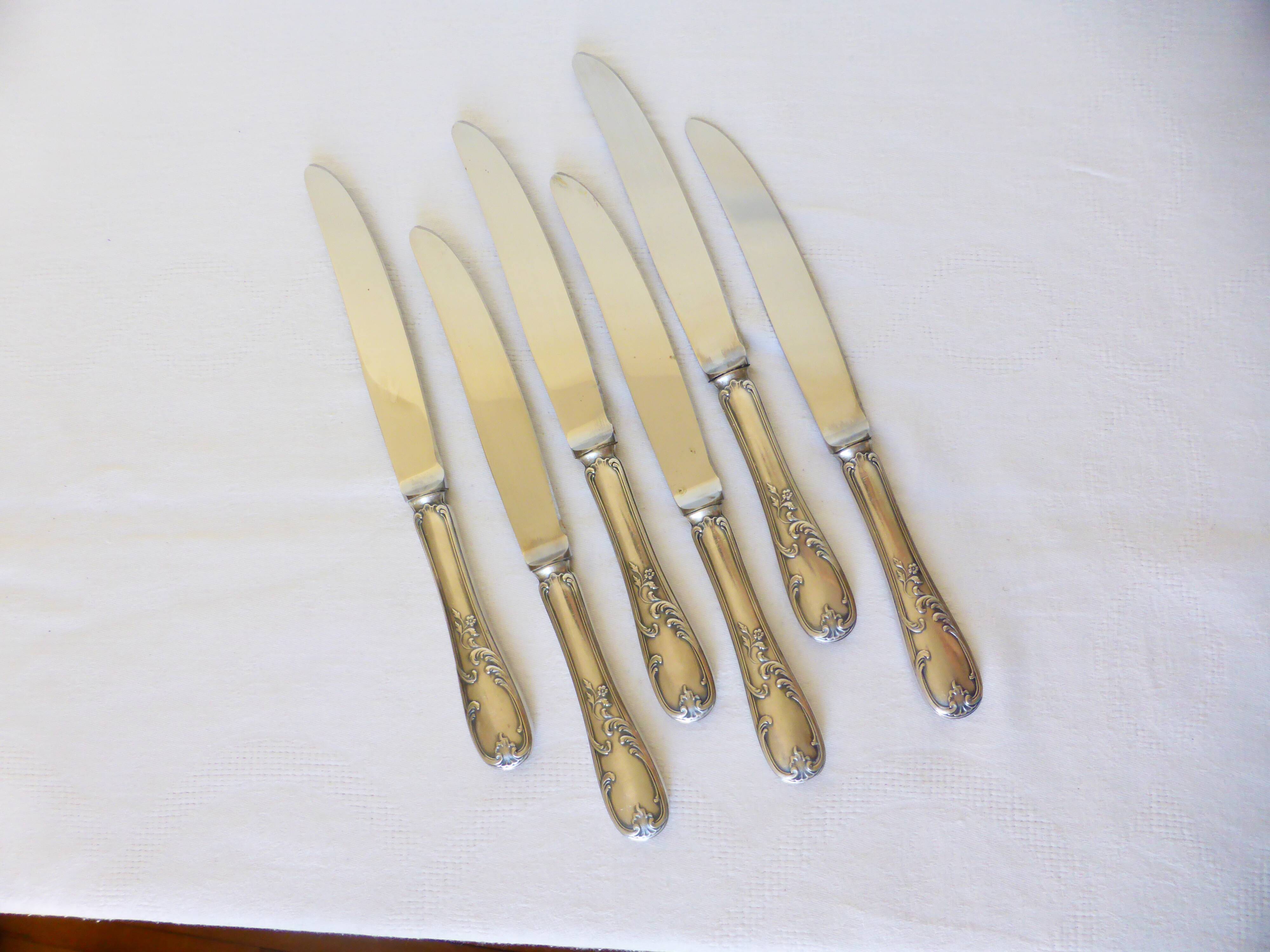 6 vintage knives in English silver metal hallmarked 2106273