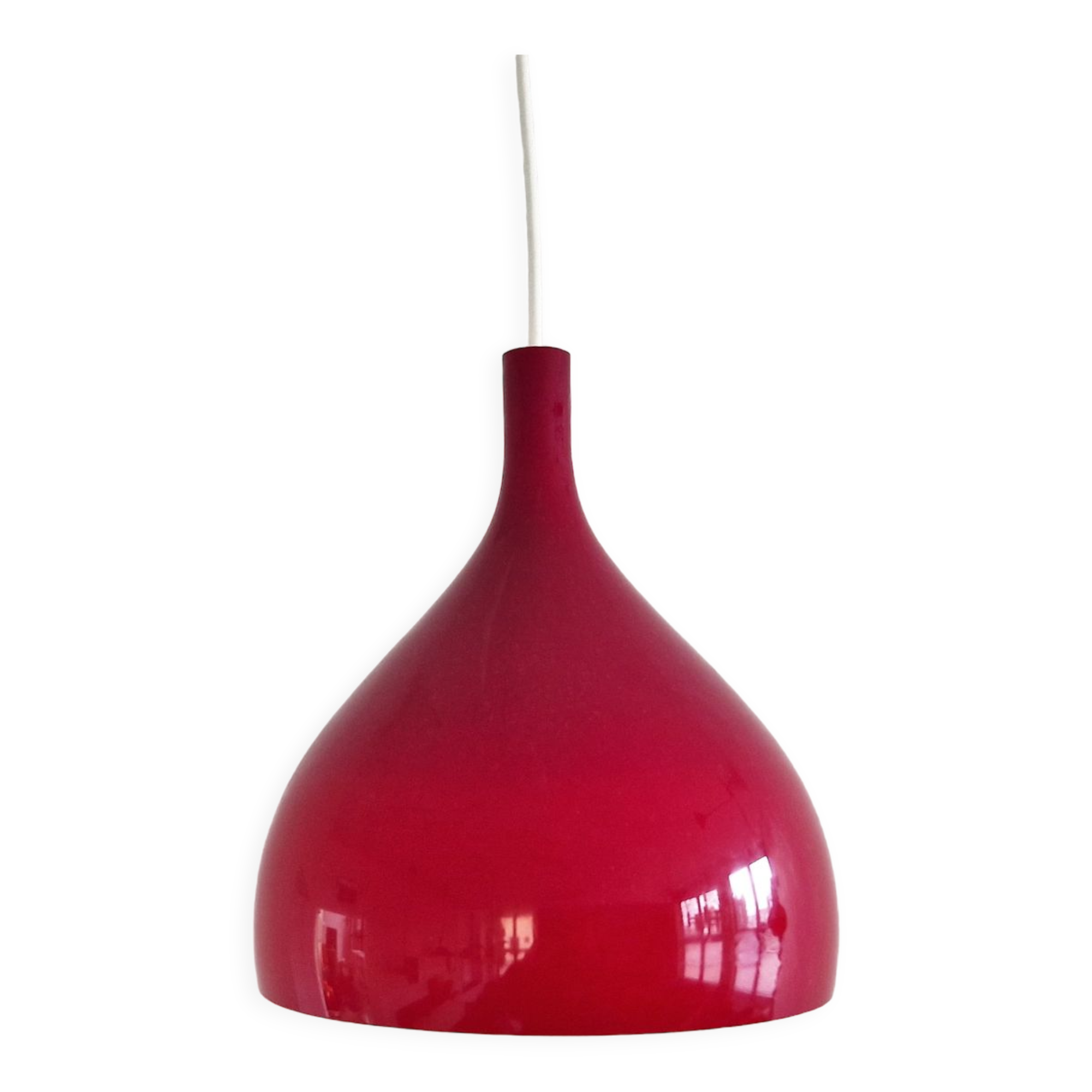 Red Murano glass pendant lamp by Paulo Venini for Venini, Italy 1960's