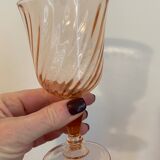 Pop-up Christmas 2022 - Series of 4 wine glasses in vintage pink glass