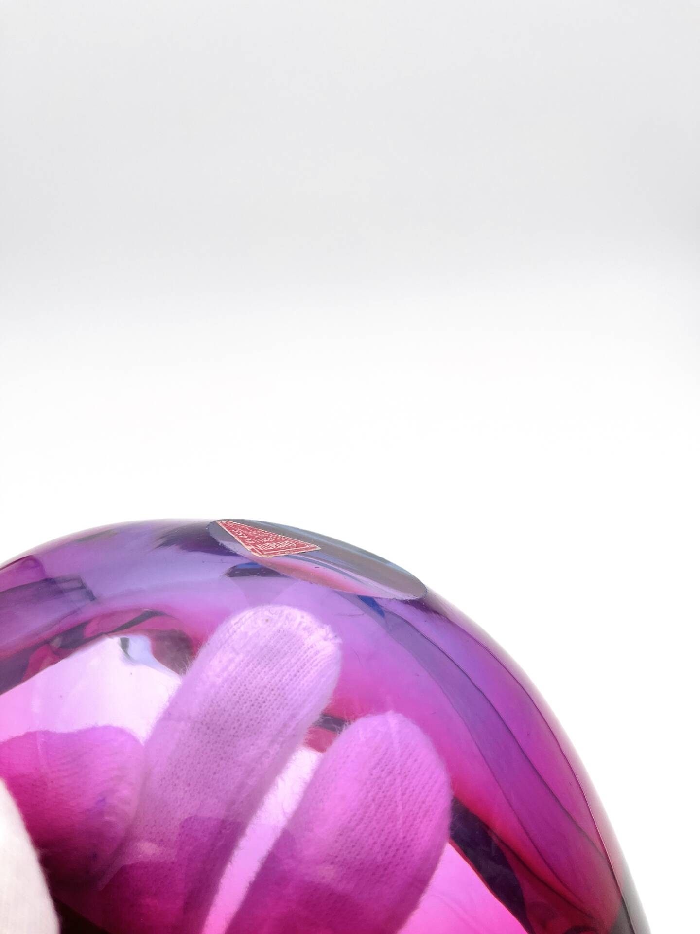 Pocket Glass Murano Flavio Poli Sommerso Fuchsia Blue 17cm