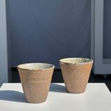 Lot de 2 tasses / mug en céramique indonésienne (mat brun)