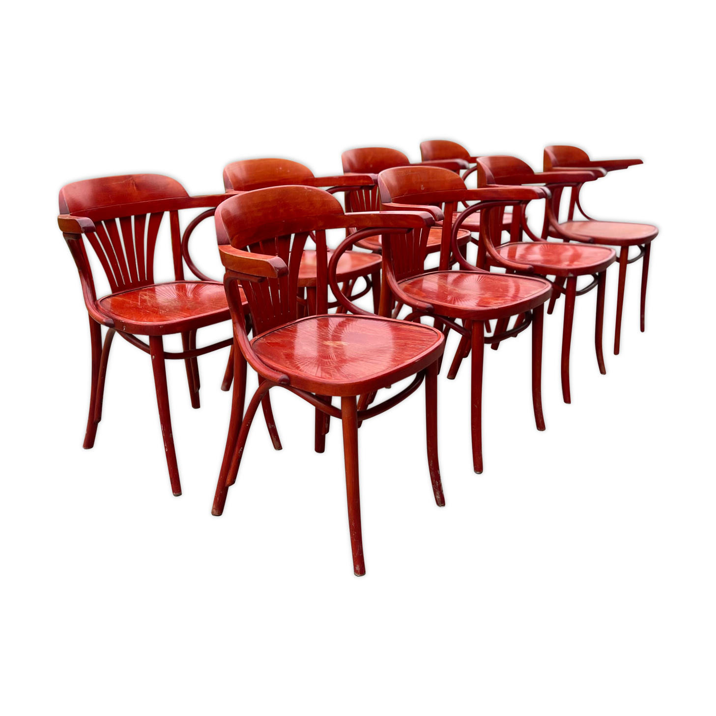 8 mahogany bistro chairs, 50s/60s