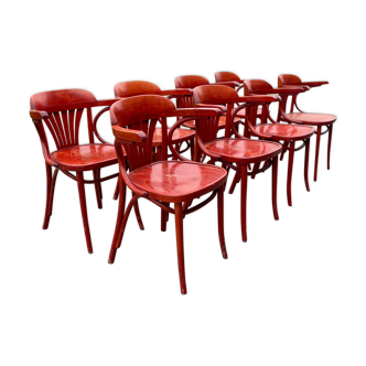 8 mahogany bistro chairs, 50s/60s