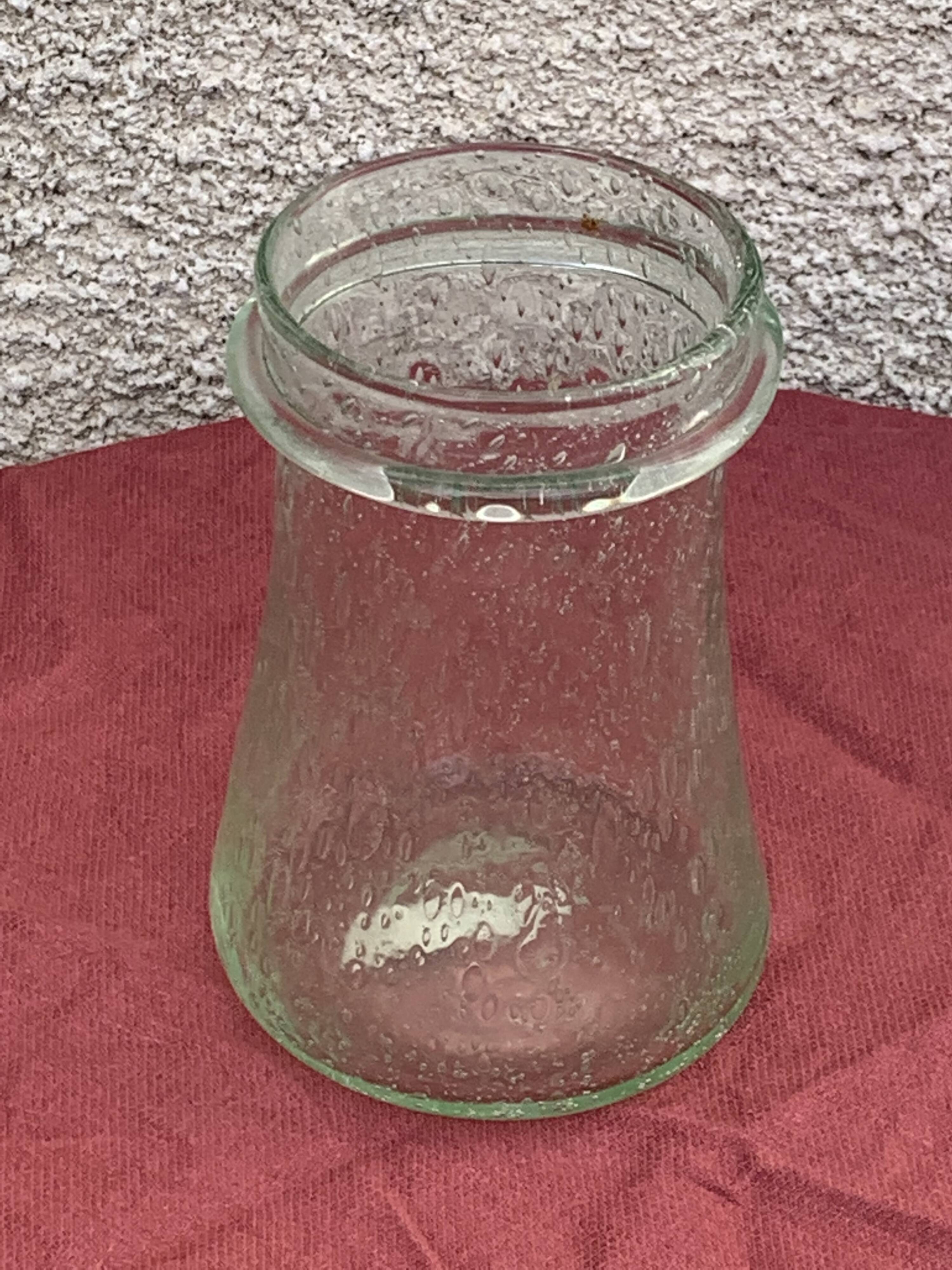 Olive or pickle jar in Biot bubble glass, hand-blown