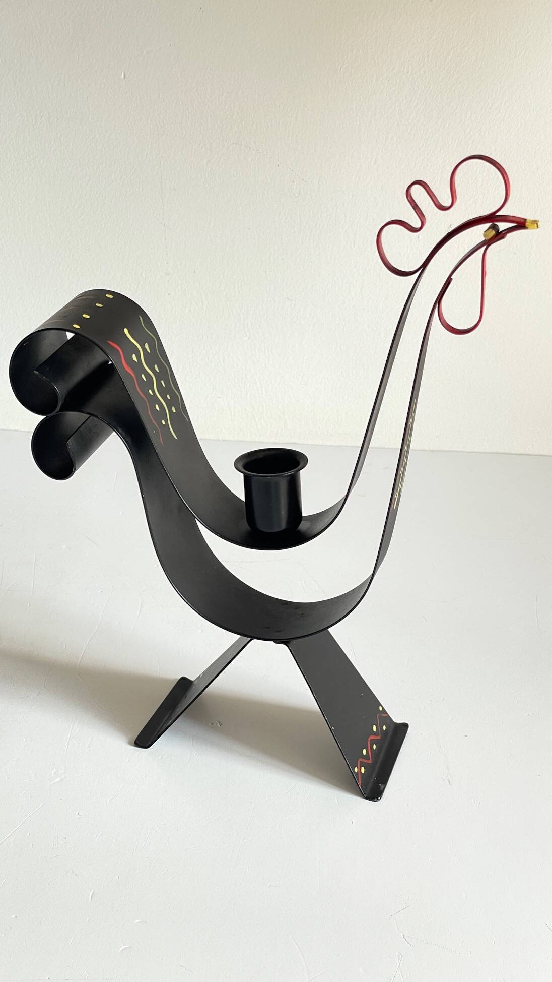 Bougeoir forme coq suède vintage