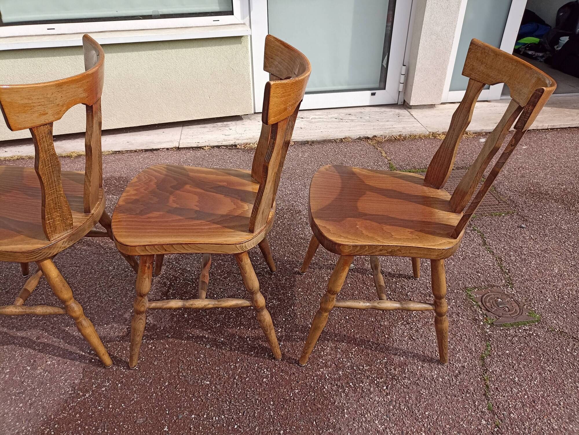 Set of 4 bistro bar chairs year 80 - 90 - wooden - baumann