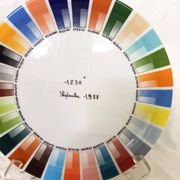 Pillivuyt porcelain plate, color palette, Pantone color chart, dated September 1988