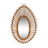 Free-form sun mirror in 60s rattan