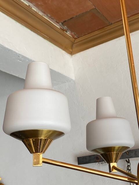 Vintage opaline golden chandelier