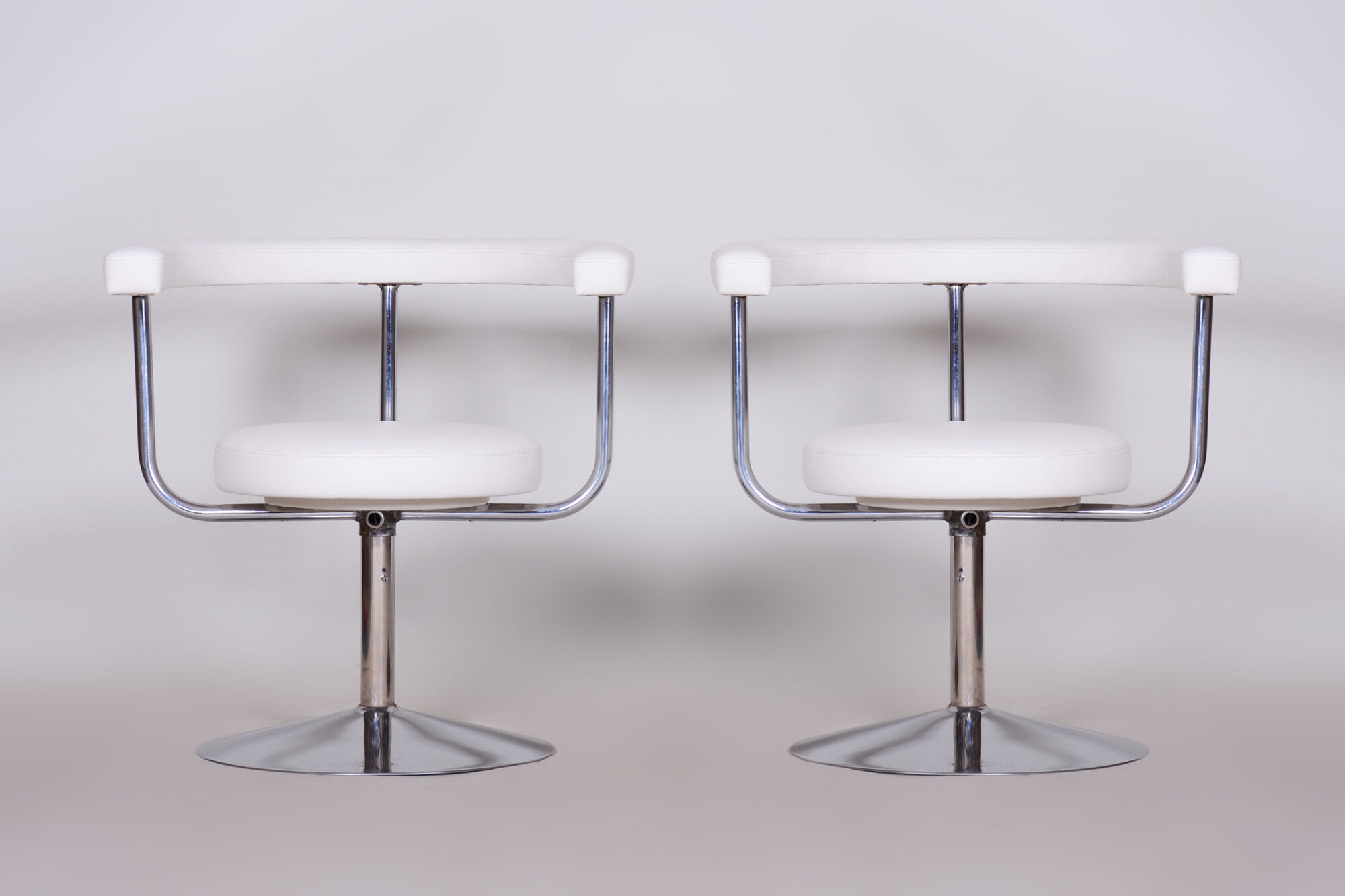 Pair of white swivel chairs - 1940s czechia