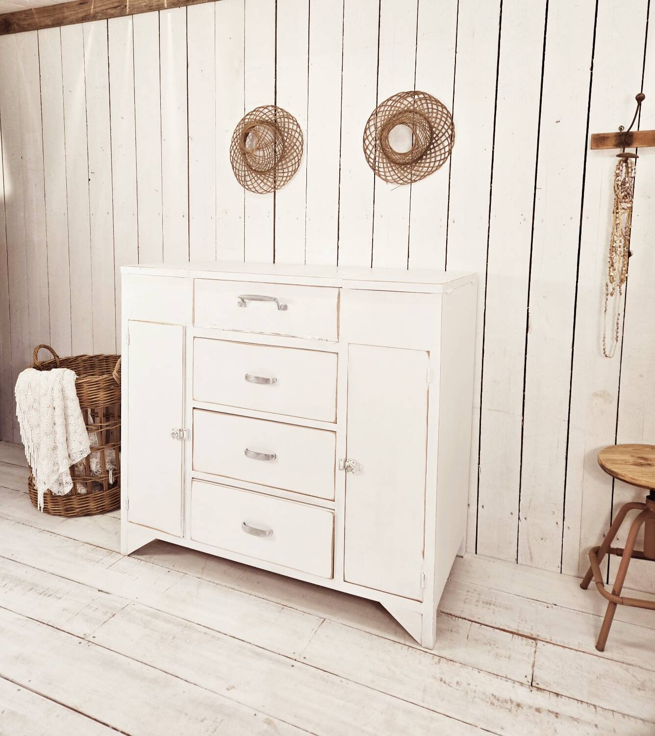 White painted wooden sideboard