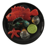 Vintage wall plate majolica starfish lemon
