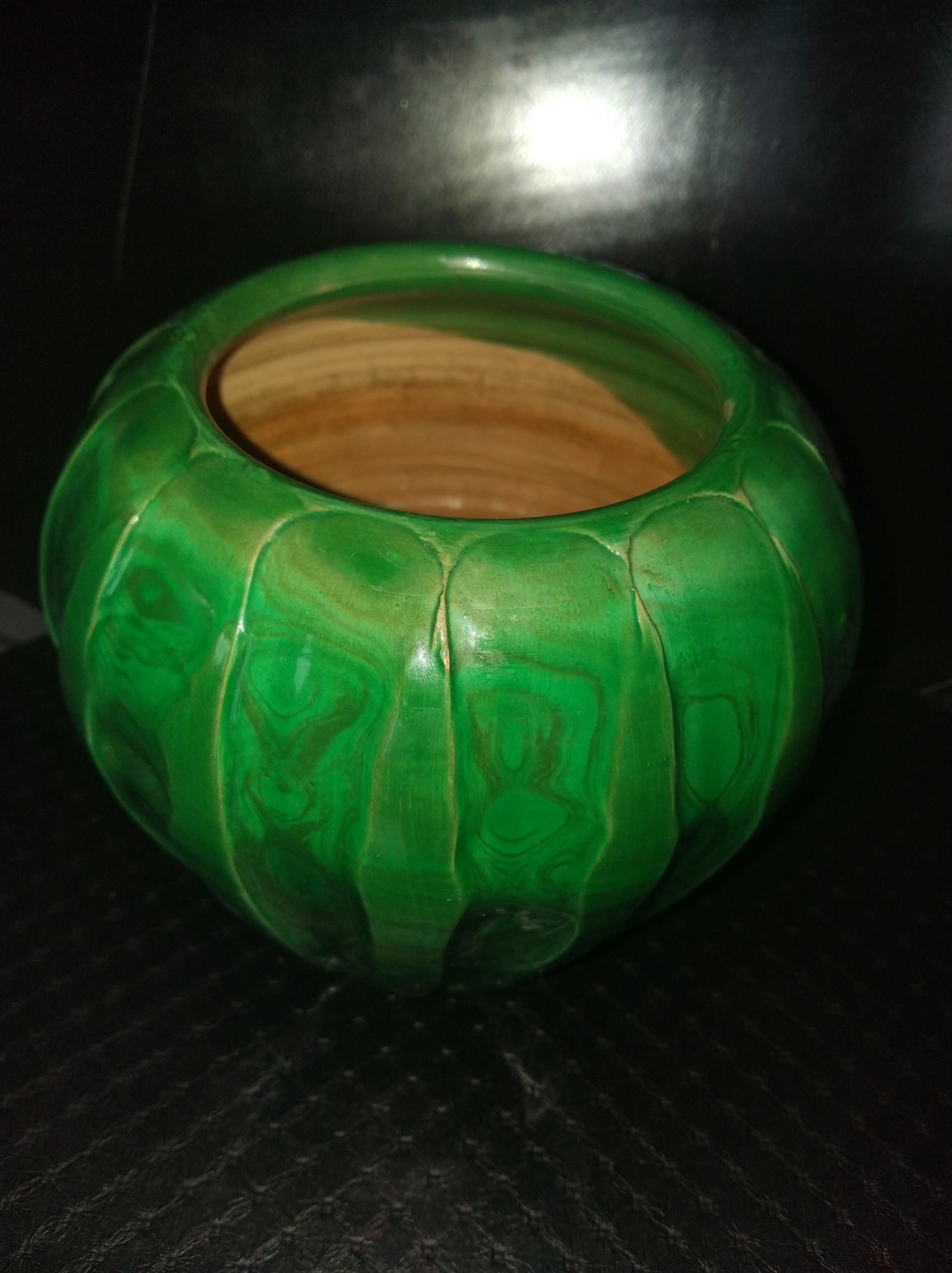 Vase céramique vert à effet de moire vers 1930